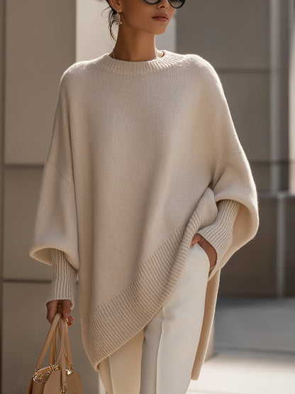 Oversized Draped Sweater with Wide Neck