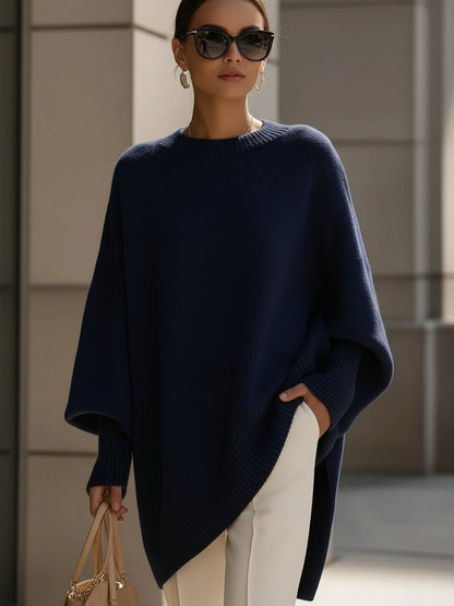 Oversized Draped Sweater with Wide Neck