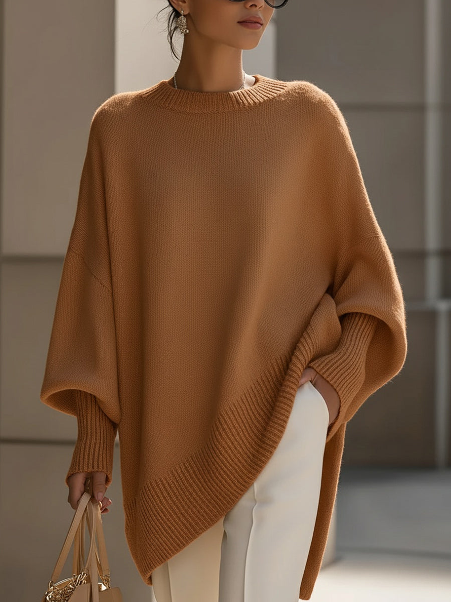 Oversized Draped Sweater with Wide Neck