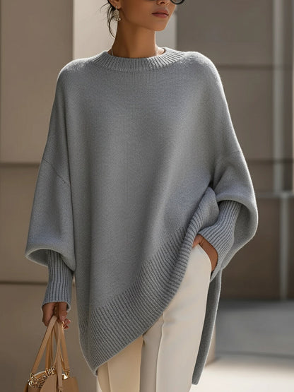 Oversized Draped Sweater with Wide Neck