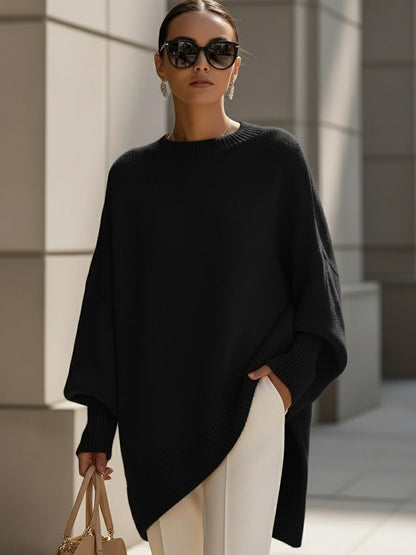 Oversized Draped Sweater with Wide Neck