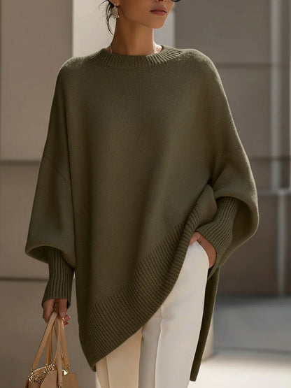 Oversized Draped Sweater with Wide Neck