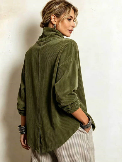 Corduroy sweater with high collar
