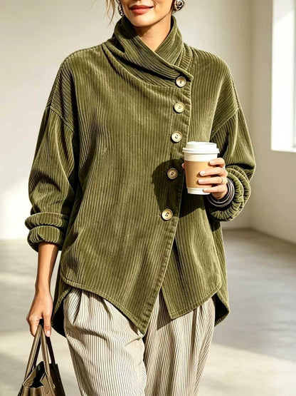 Corduroy sweater with high collar