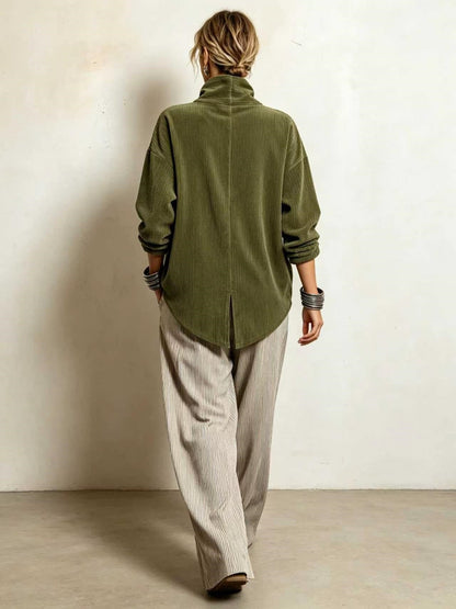 Corduroy sweater with high collar