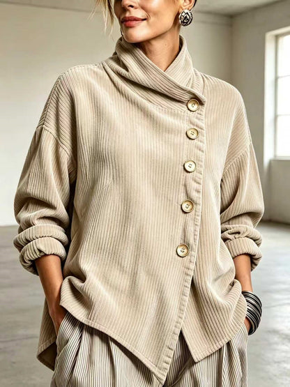 Corduroy sweater with high collar