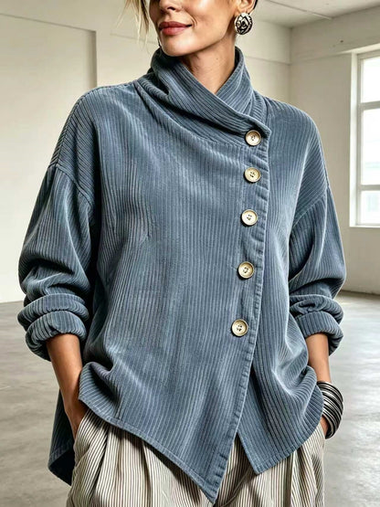 Corduroy sweater with high collar