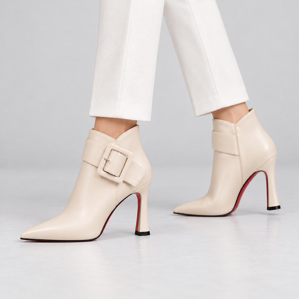 Leather Buckle Ankle Boots