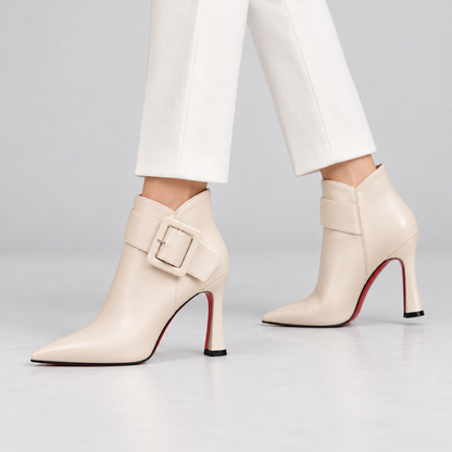 Leather Buckle Ankle Boots
