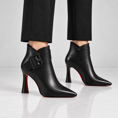 Leather Buckle Ankle Boots