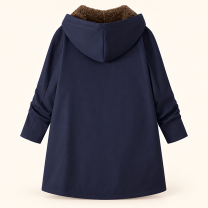 Warm hooded coat with soft sherpa lining