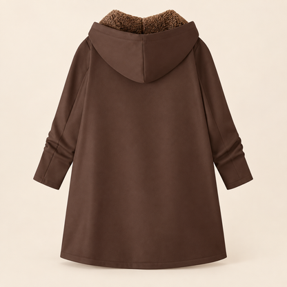 Warm hooded coat with soft sherpa lining