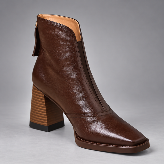 Leather ankle boots with medium heel