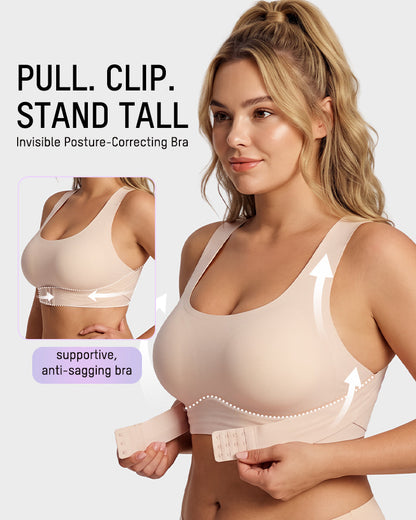 Front Closure Cross-Back Wireless Posture Bra