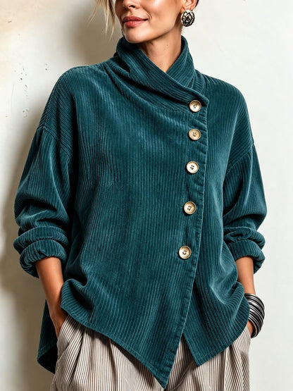Corduroy sweater with high collar
