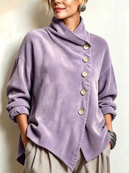 Corduroy sweater with high collar