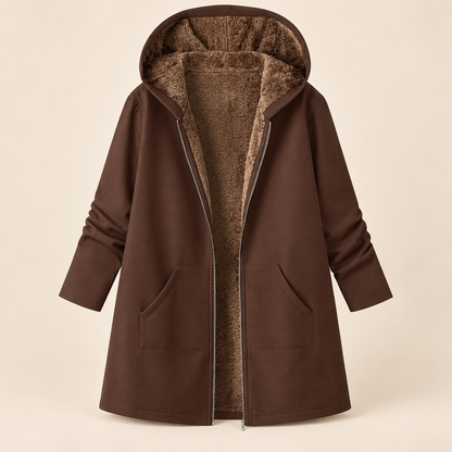 Warm hooded coat with soft sherpa lining