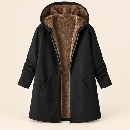 Warm hooded coat with soft sherpa lining