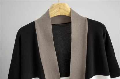 3-piece knit set with top, wide pants and long cardigan