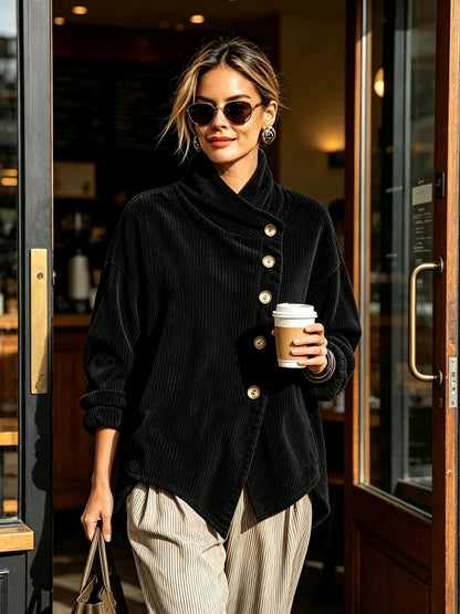 Corduroy sweater with high collar