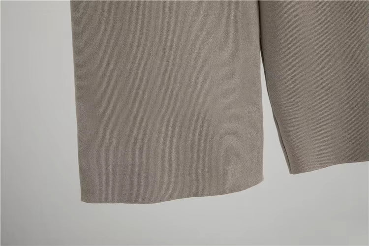 3-piece knit set with top, wide pants and long cardigan