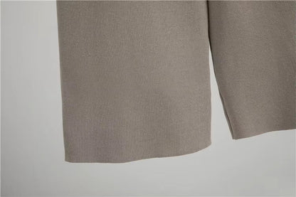 3-piece knit set with top, wide pants and long cardigan