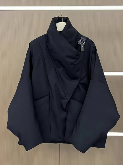 Contemporary Draped Asymmetric Puffer Jacket