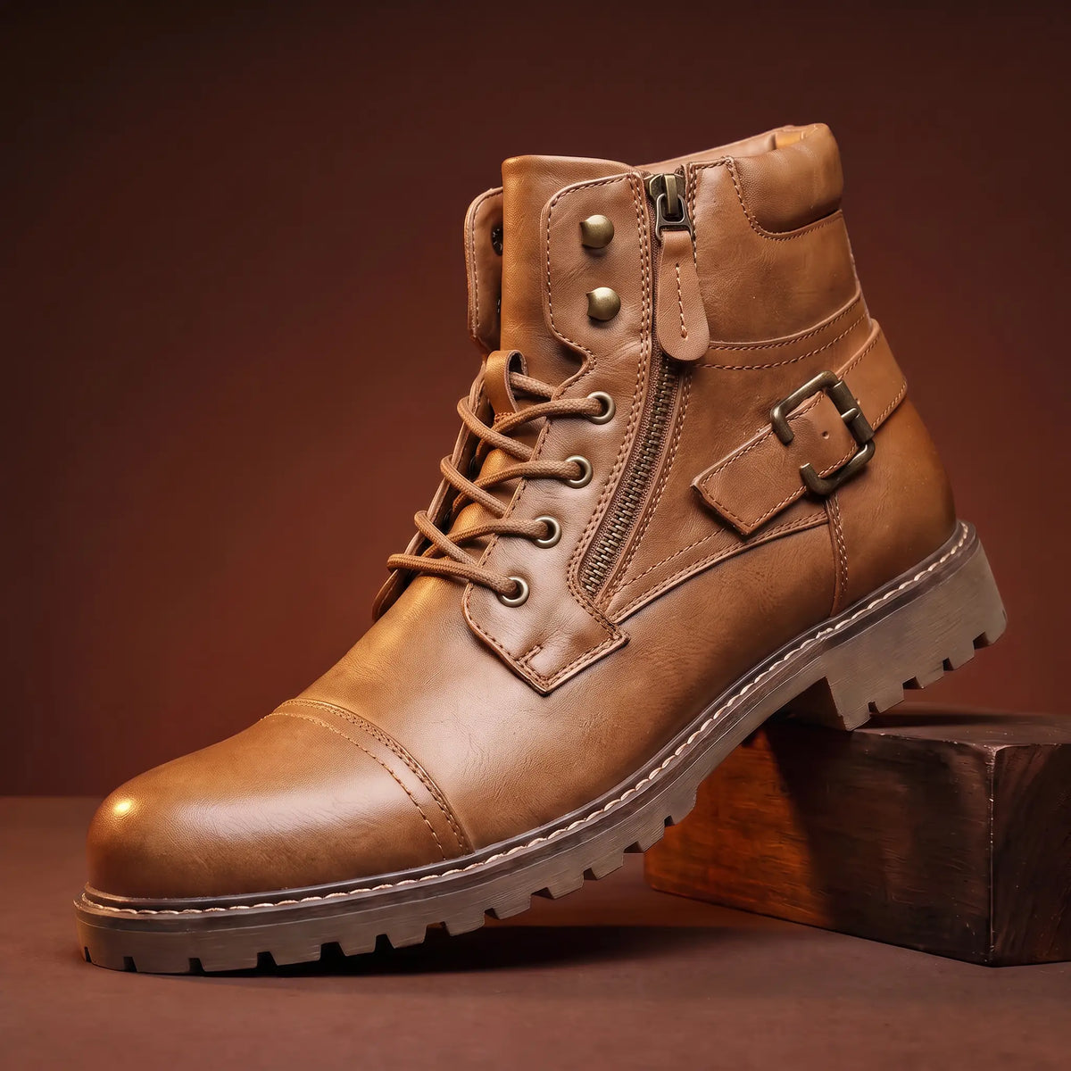 STRAPPED BIKER BOOTS
